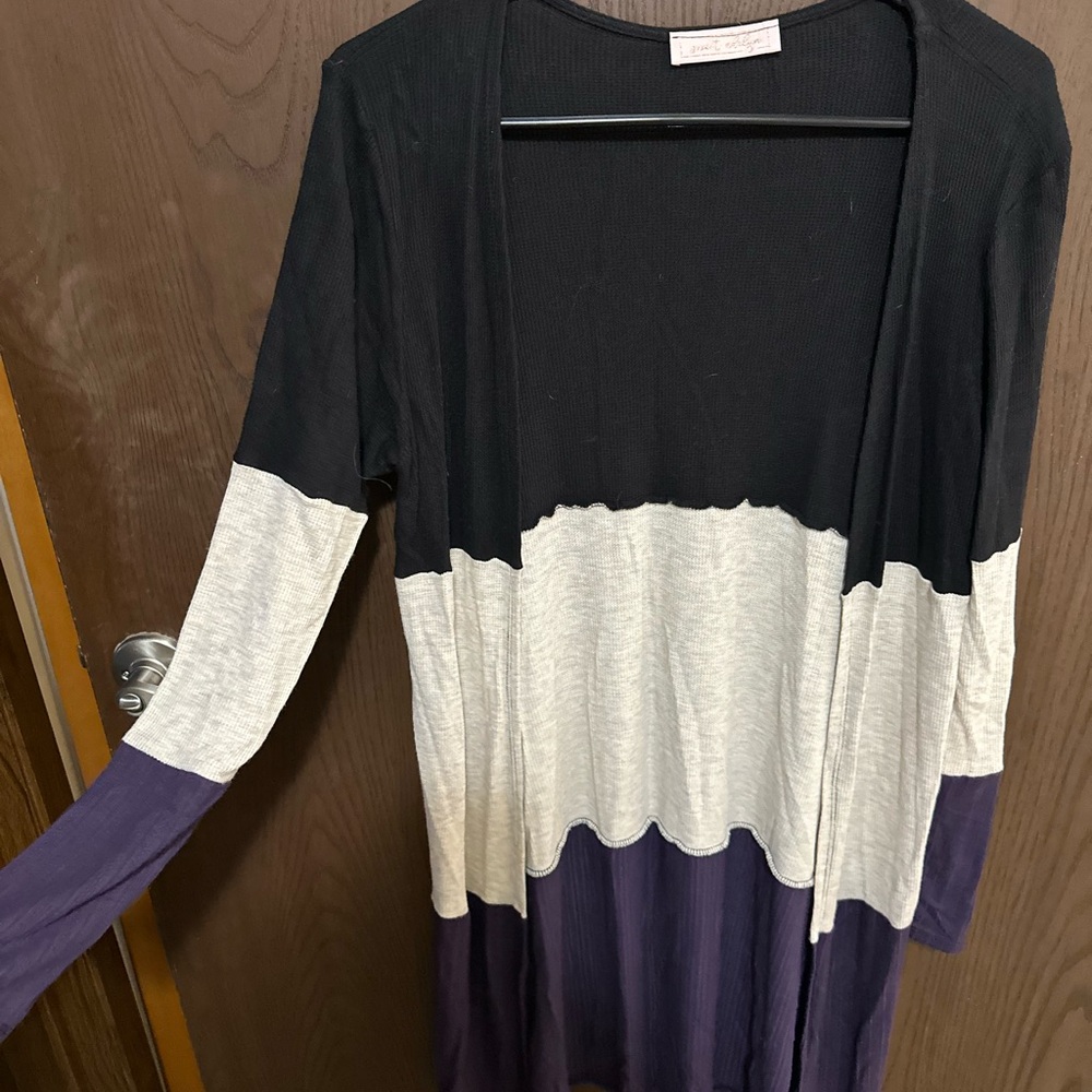 Colorblock Open Front Cardigan
